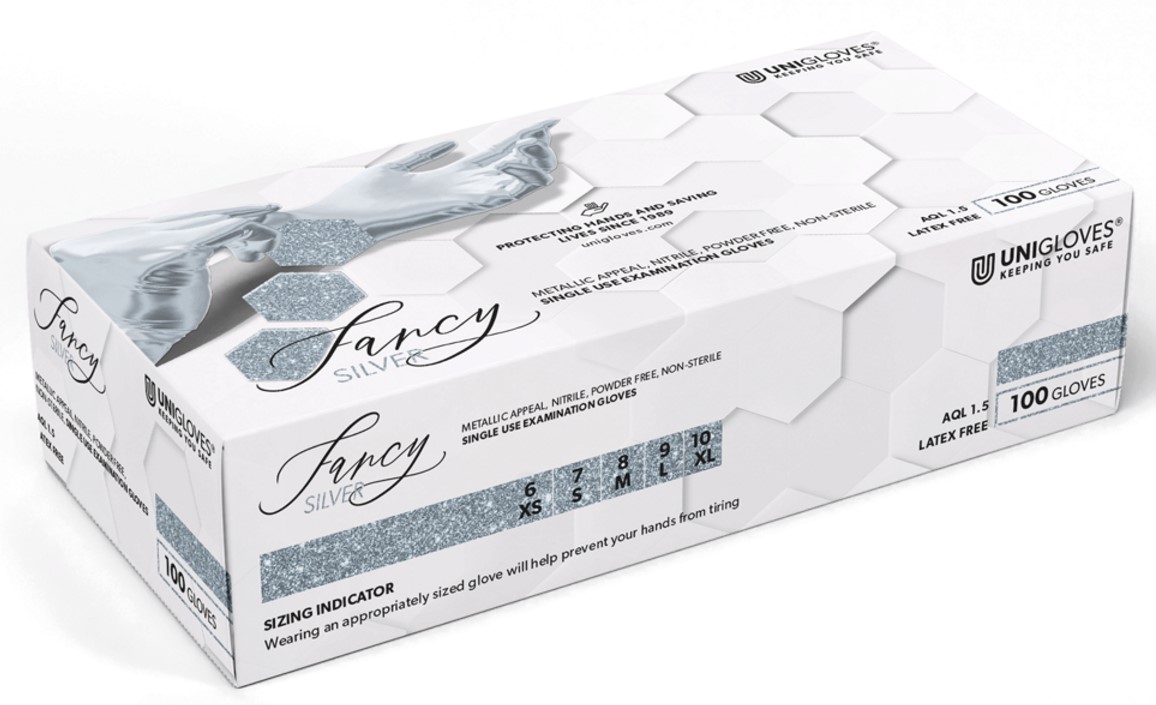 1MwazyUDqbcR8s Unigloves Fancy Silver disposable nitrile gloves food safe