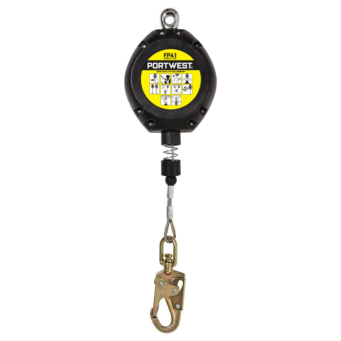 Portwest FP41 - Höhensicherungsgerät mit Stahlseil 10 m Schwarz