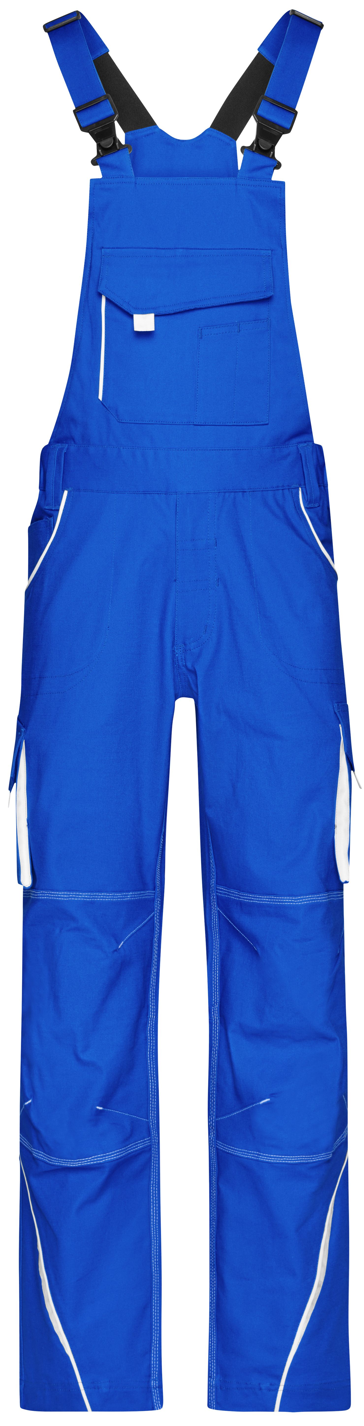 JN848_royal_white_F James & Nicholson JN848 Workwear Dungarees in 8 Colours