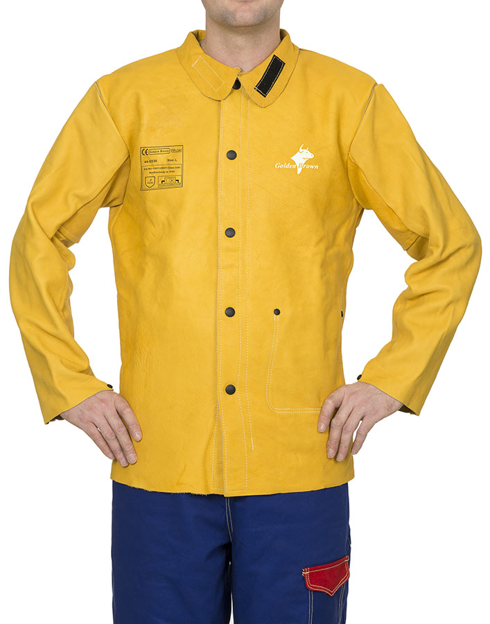 130308-44-5530-front-jpg Weldas Golden Brown 44-5530 Full Leather Welding Protection Jacket
