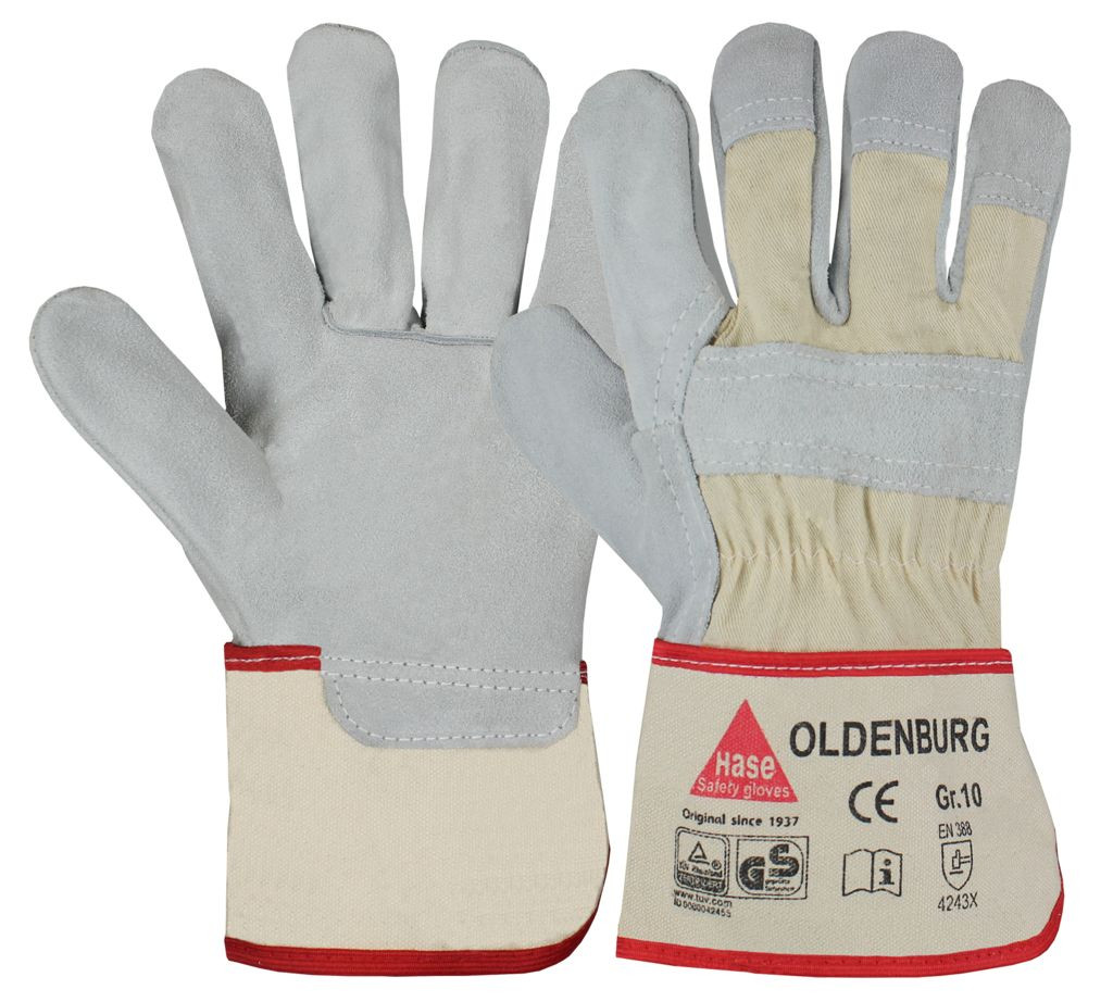 Hase 212100 Oldenburg Rindspaltleder-Schutzhandschuhe