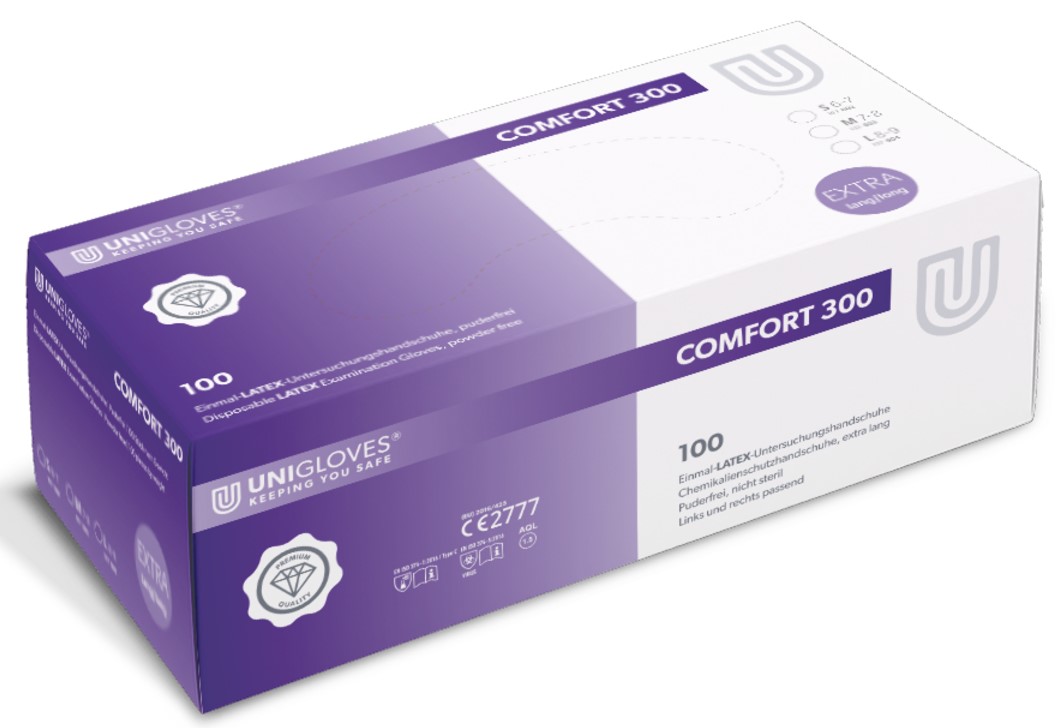 1rRobMiiQ1TqAk Unigloves Comfort 300 Latex-Einweghandschuhe puderfrei