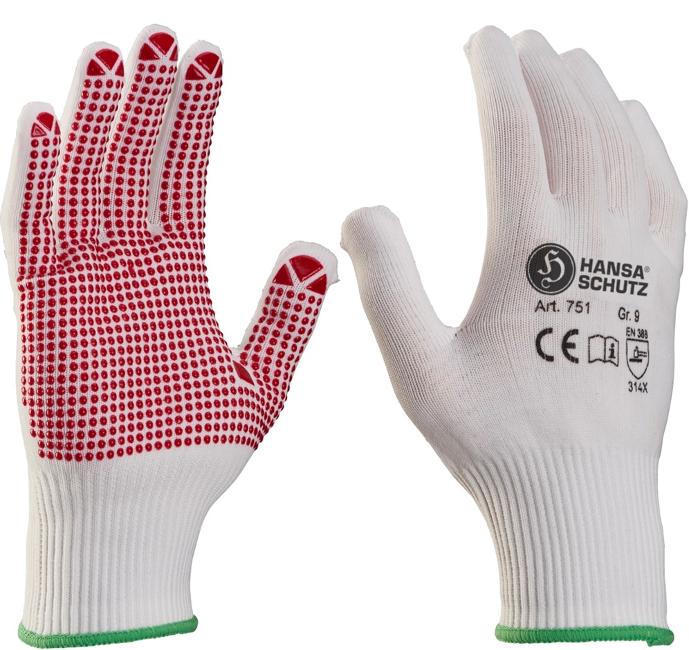 HansaTec 751 Nylon-Schutzhandschuhe mit PVC-Noppen