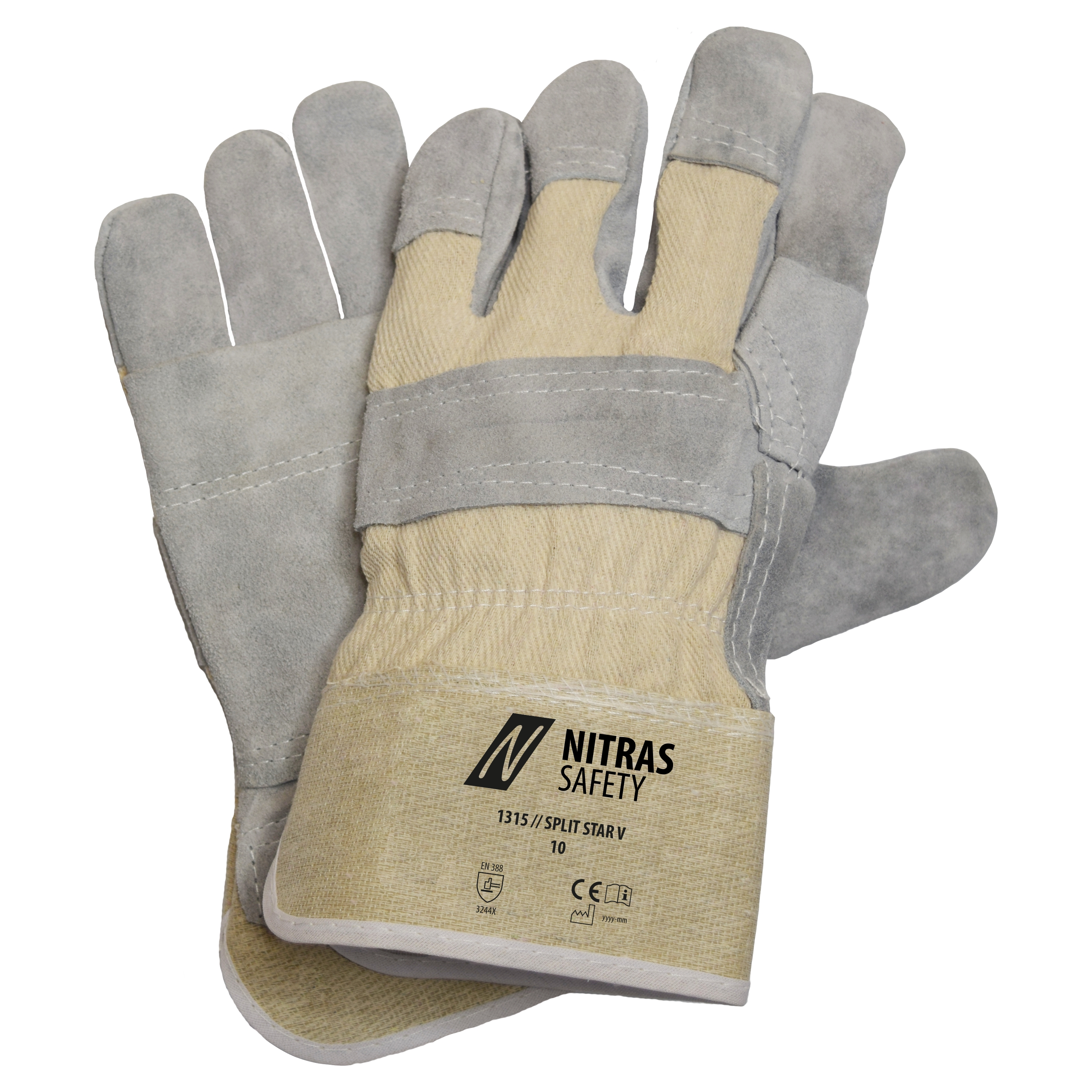 1315_1612_001 Nitras 1315 Split Star V Rindspaltlederhandschuhe
