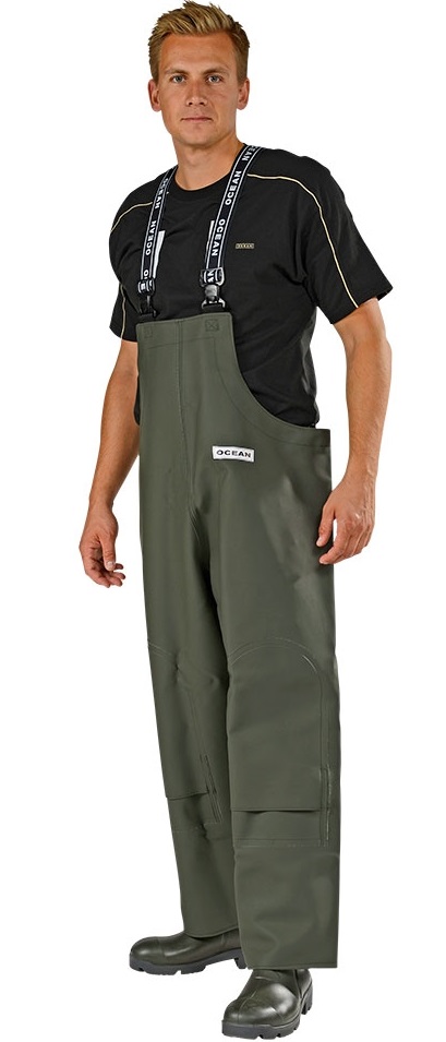 7-16-2-p Ocean Heavy Duty rain dungarees, olive 7-16