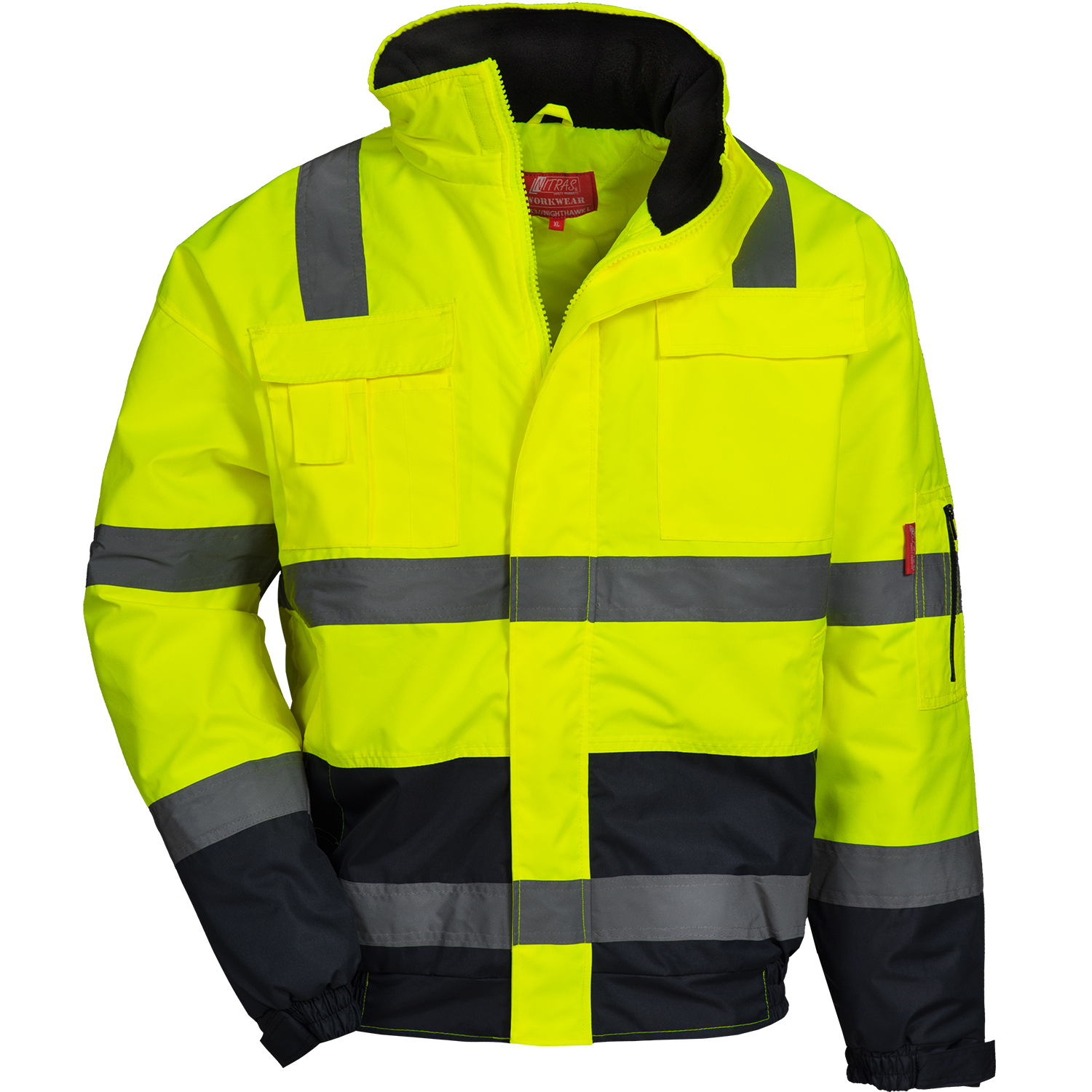 7143_front Nitras Motion Tex Viz 7143 Warnschutz-Pilotenjacke leuchtgelb-blau