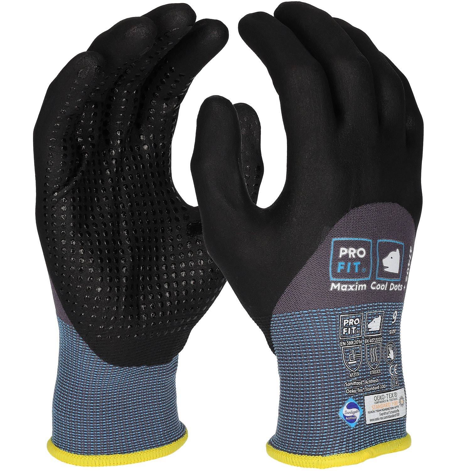 Pro-Fit 47402 Maxim Cool Dots Plus Nitrilschaum-Schutzhandschuhe mit Noppen