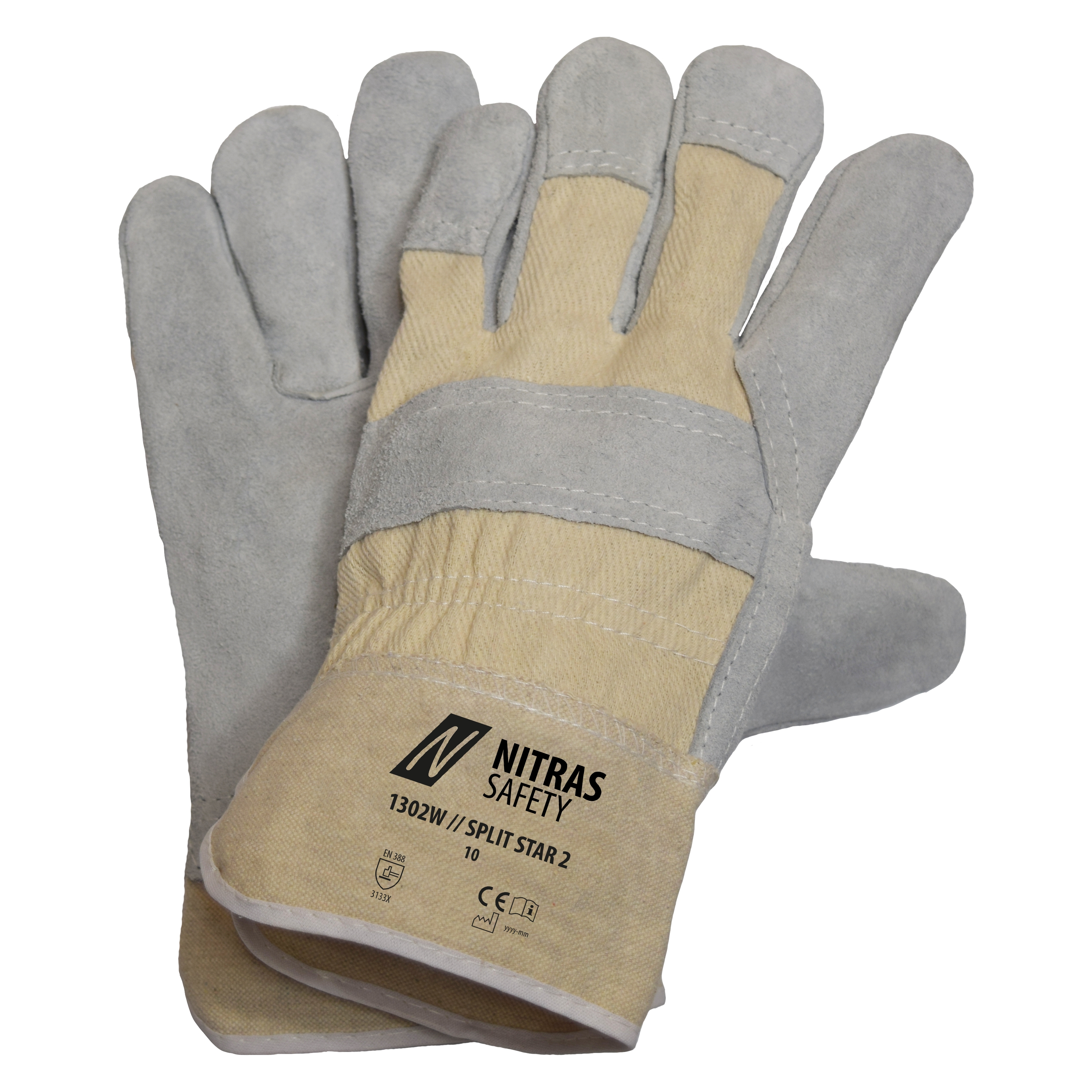 Nitras 1302W Split Star 2 Rindspaltlederhandschuhe