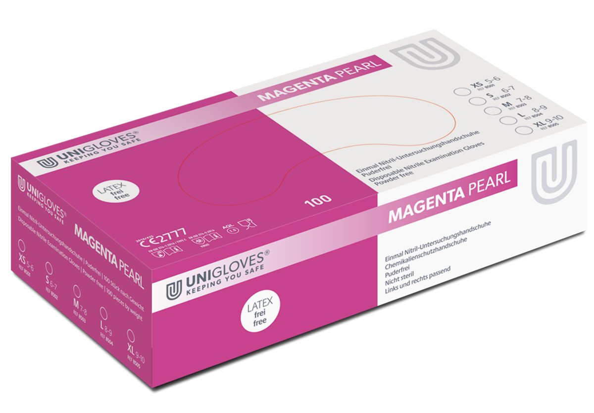 Unigloves Magenta Pearl Nitril-Einweghandschuhe puderfrei