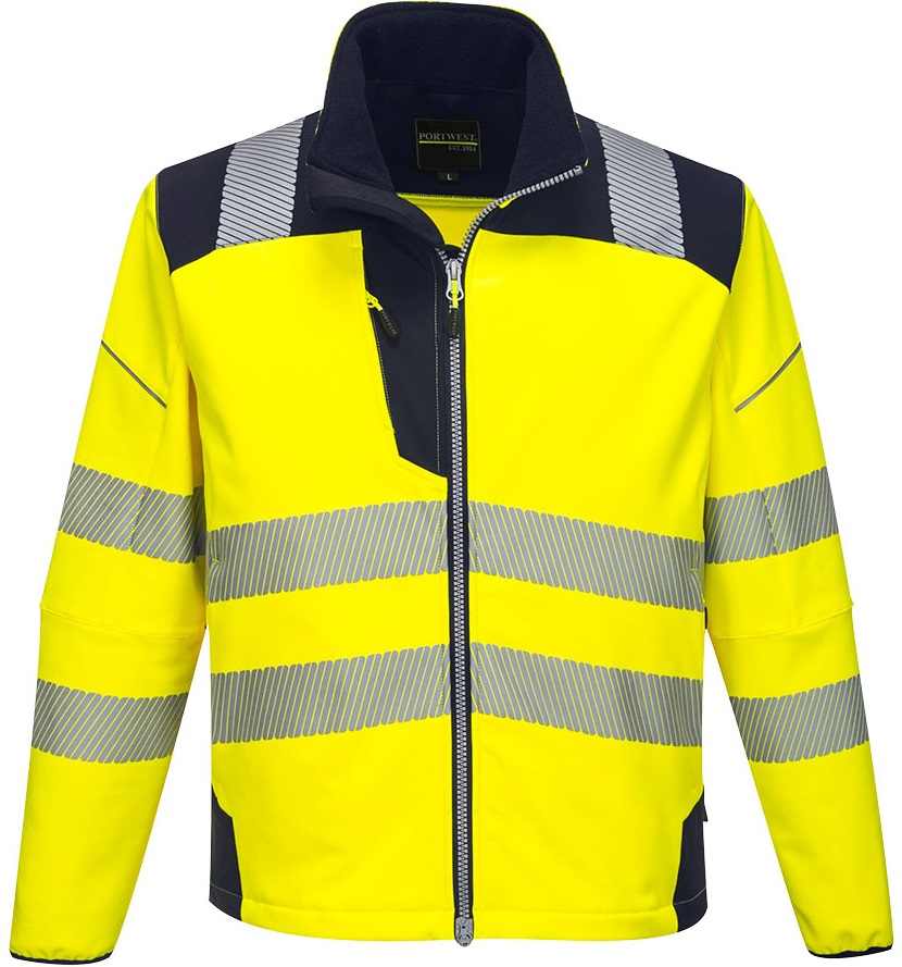 T402YNR Portwest Vision T402 warning protection soft shell jacket light orange black