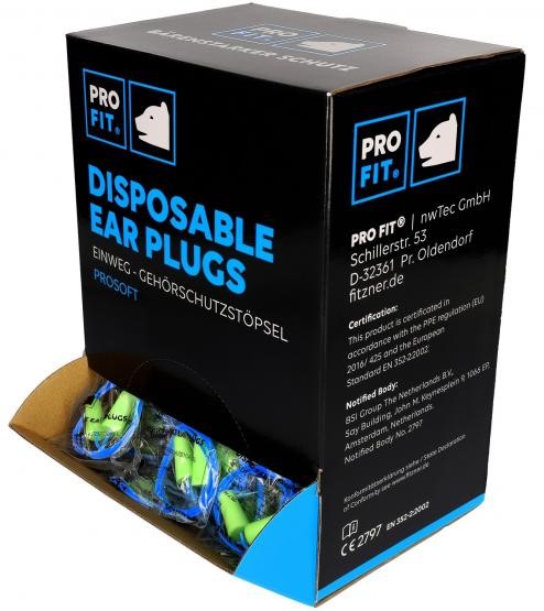 7lkAgAVo1E2SKV Pro-Fit 262 Prosoft 39 Gehörschutzstöpsel mit Kordel, SNR-39 dB(A) Box