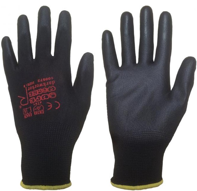 Super Worker darkworker PU-Schutzhandschuhe schwarz