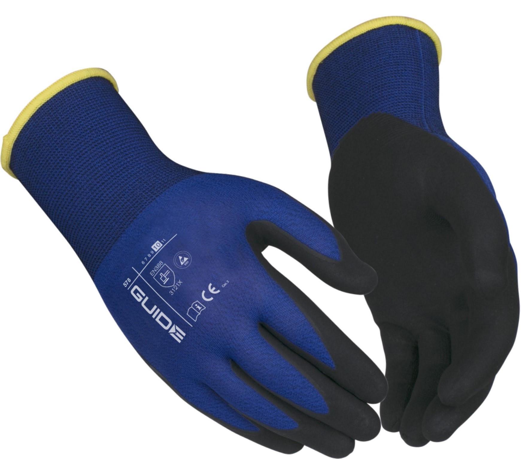 Guide-578hzyqxRRPycdtr Guide 578 ESD antistatische Nitril-Schutzhandschuhe teilbeschichtet