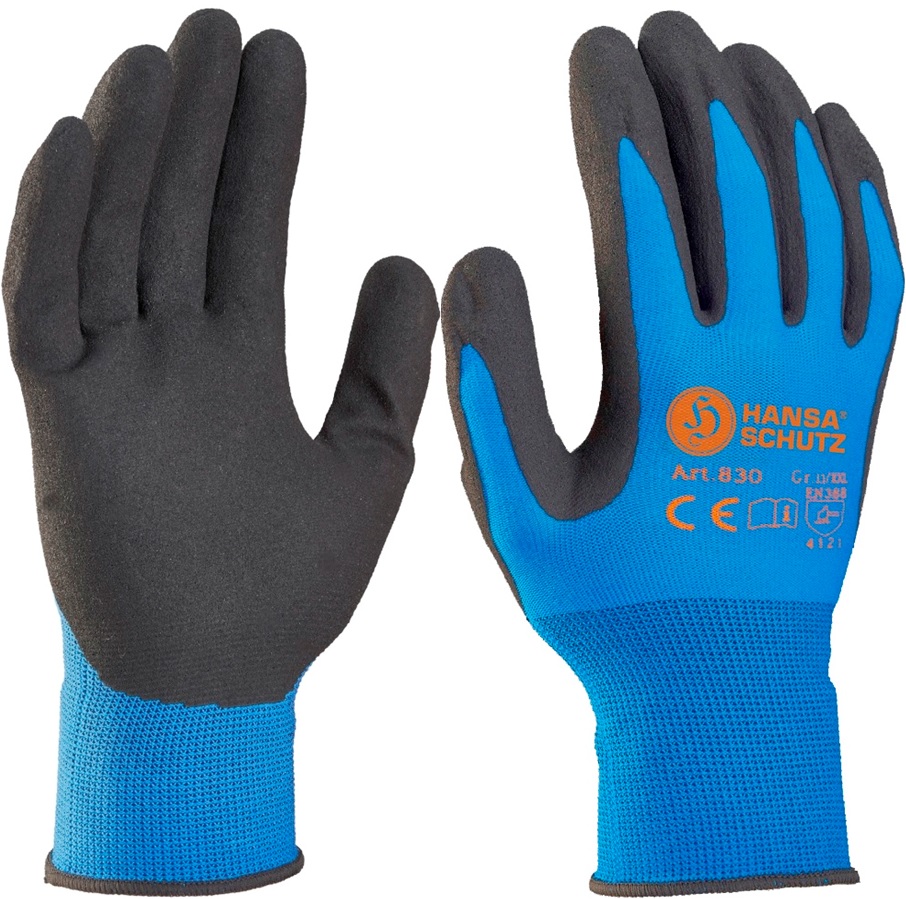 830 HansaTec 830 Protective gloves with sanded NBR coating