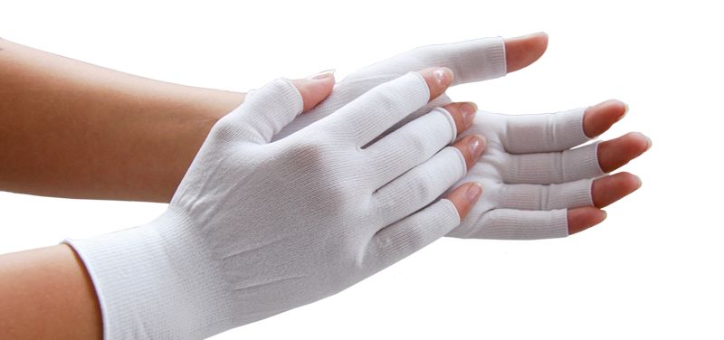 unterziehhandschuh_frei Unterziehhandschuhe Nylon-Strickhandschuhe weiß offene Fingerspitzen