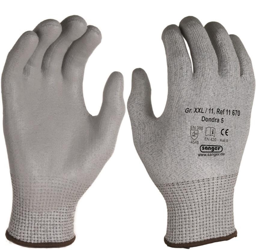 Dondra 3 PU-Schnittschutzhandschuhe Level 3 silikonfrei
