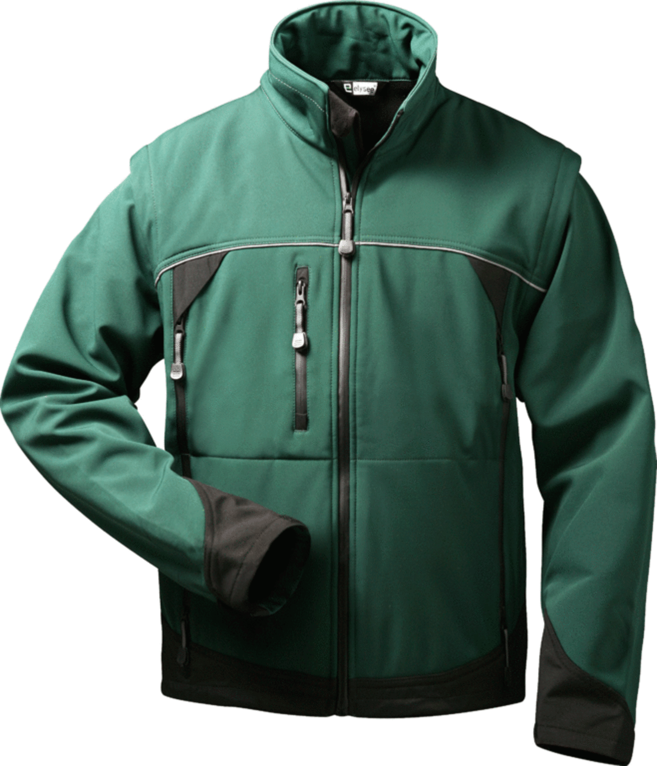 20007_front elysee 20007 SIGMA Softshell-Jacke mit abnehmbaren Ärmeln grün/schwarz