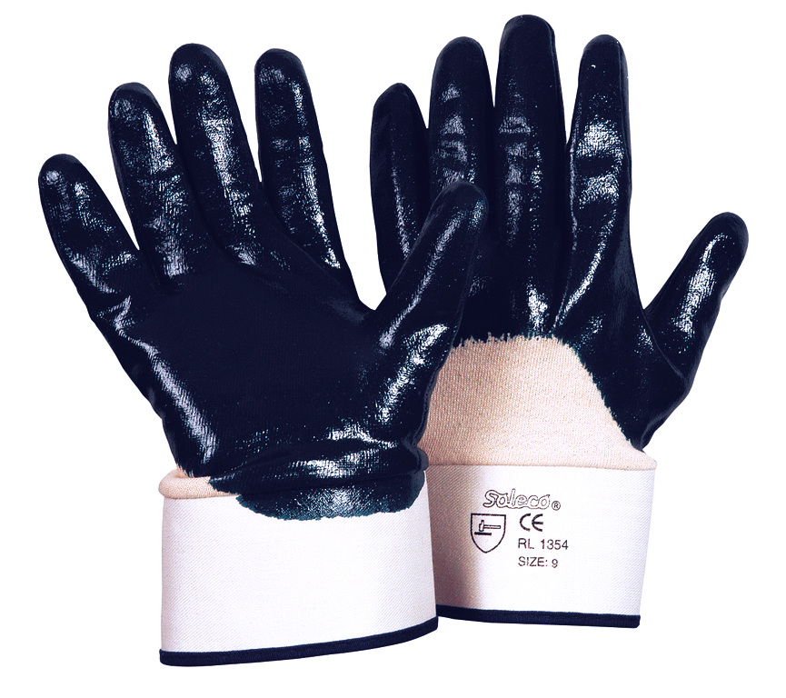 Soleco 001354 Nitril-Schutzhandschuhe ¾-beschichtet mit Stulpe