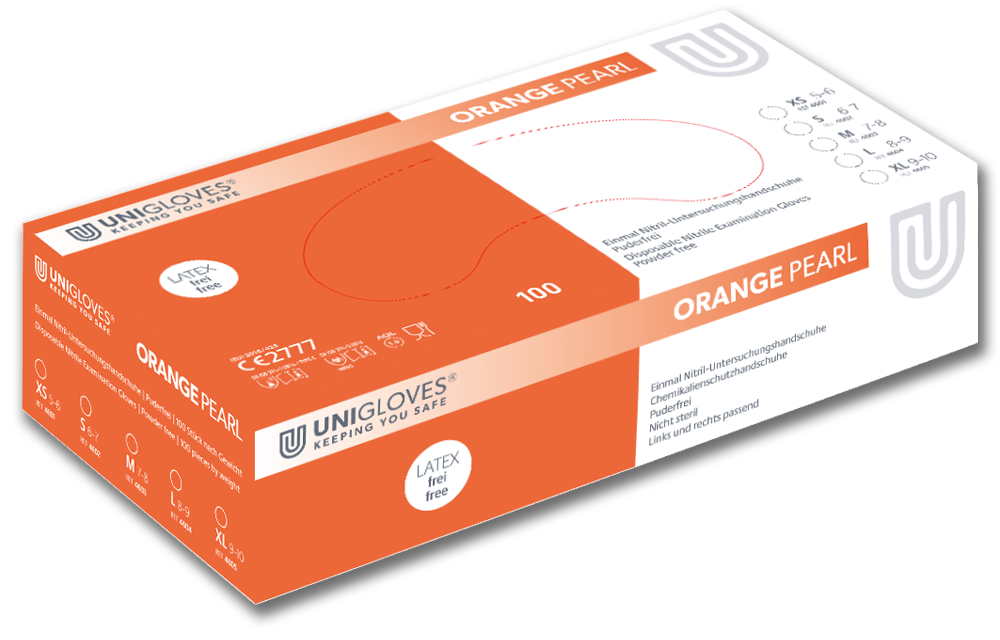 Unigloves Orange Pearl Nitril-Einweghandschuhe puderfrei