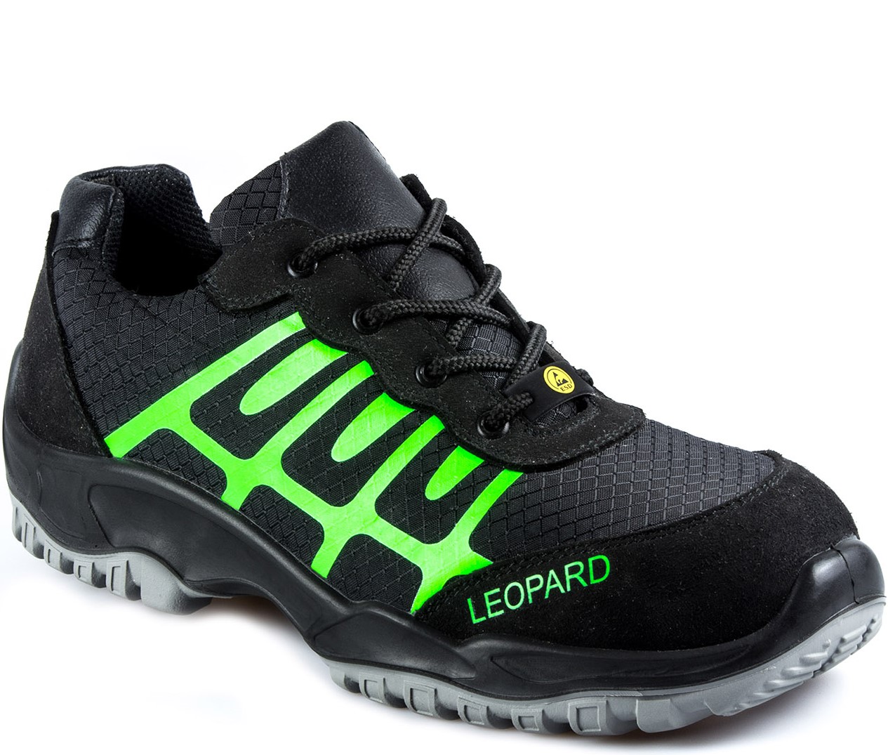 E0435n90WGz0iqH30y Leopard E0435 Halbschuhe S1 ESD schwarz/neongrün