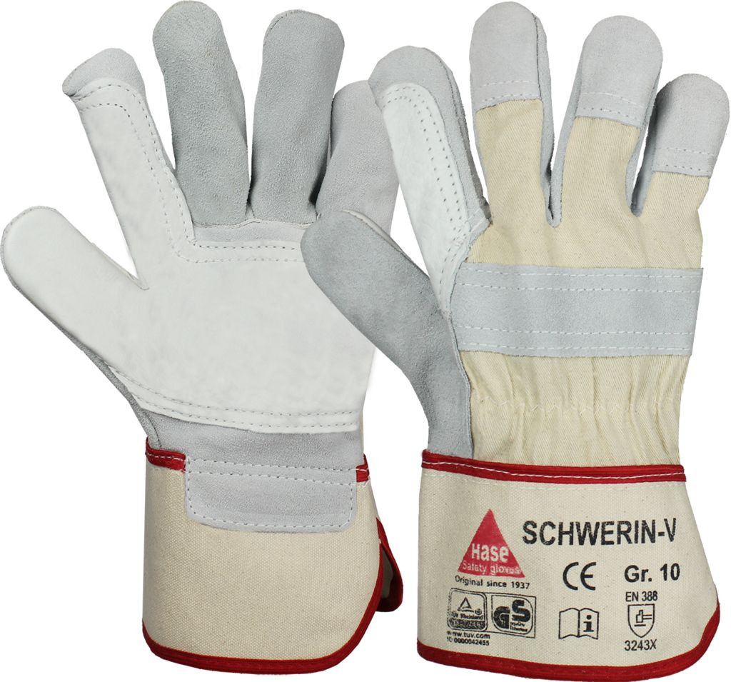 Hase 212170 Schwerin-V Rindspaltleder-Schutzhandschuhe
