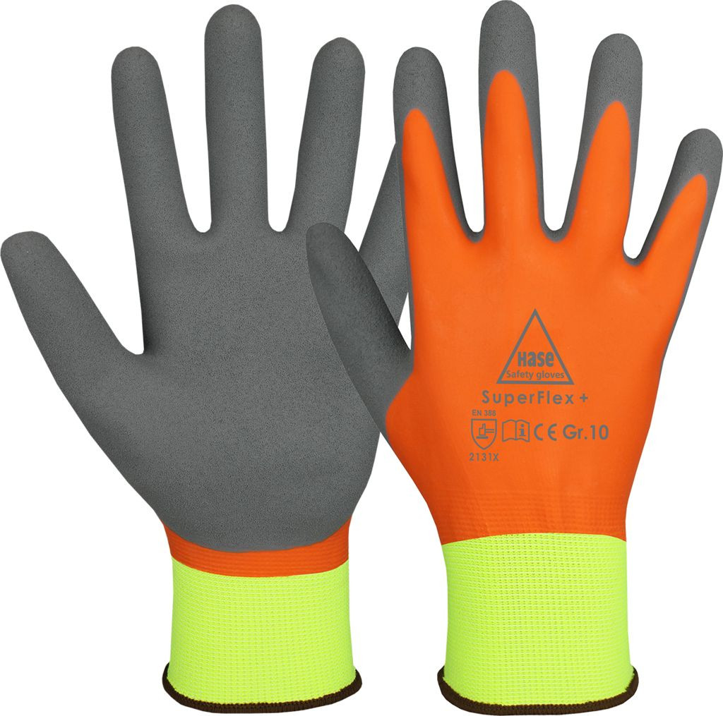 Hase 508645 SuperFlex+ latex protective gloves fully coated