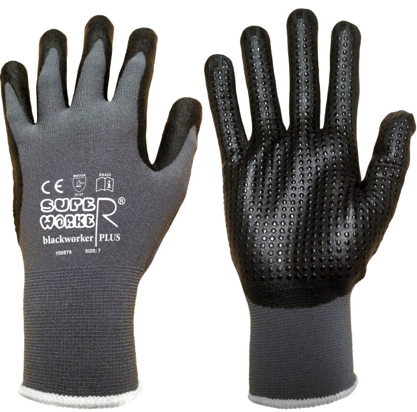 Super Worker blackworker PLUS PU-Nitril-Schutzhandschuhe Noppen
