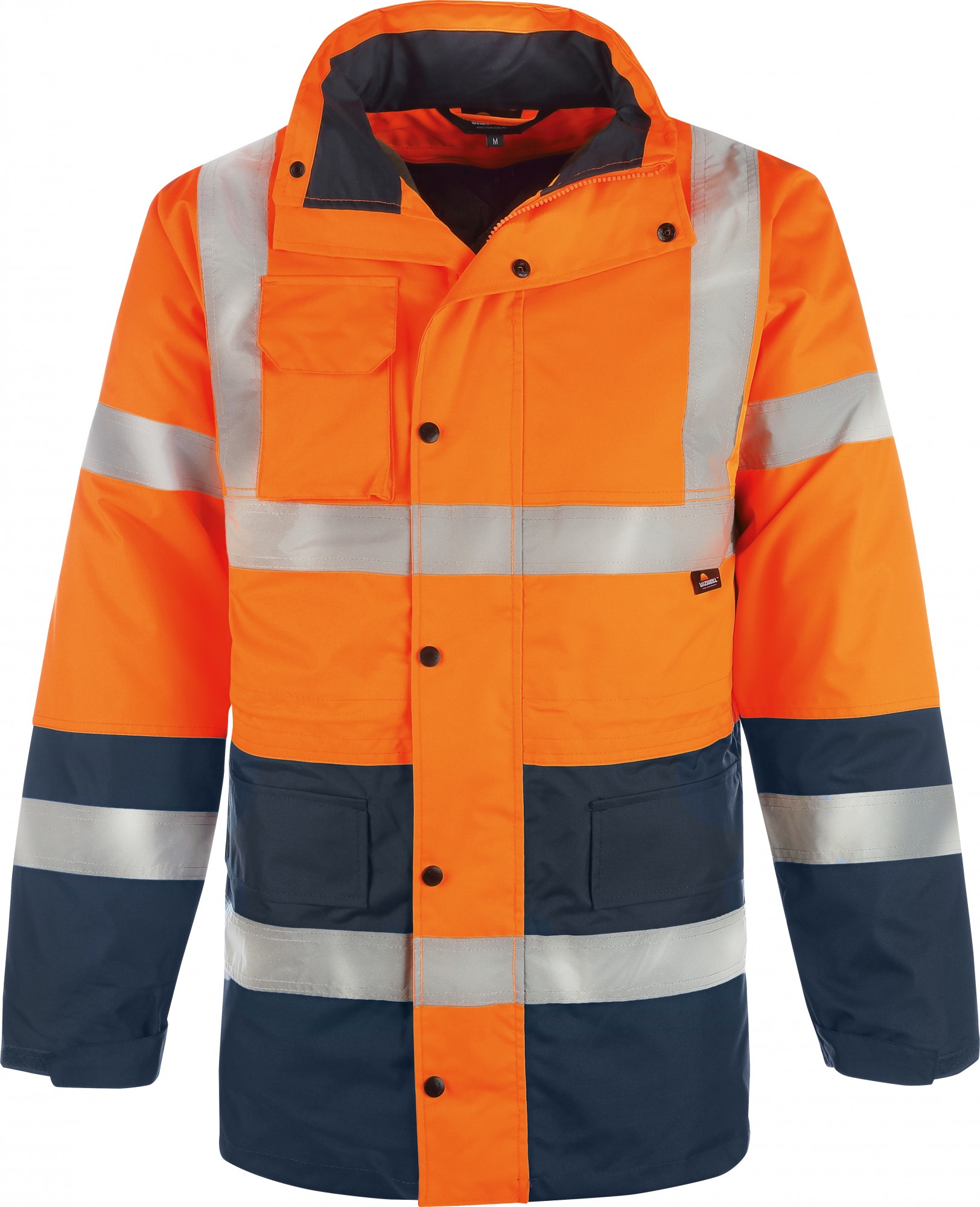 VW05DOx9uYGmnur99Gs Vizwell VW05DO Warnschutzparka 2 in 1 leuchtorange/marine