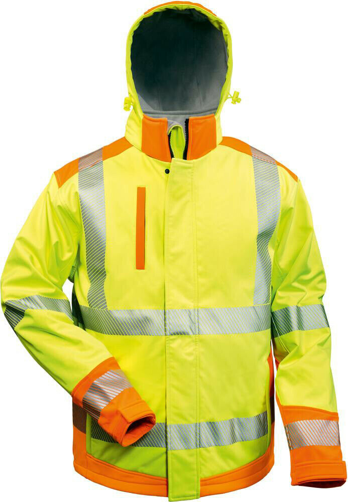 s-l1600-1 elysee 23446 RICKMER Warnschutz-Softshelljacke leuchtgelb-leuchtorange