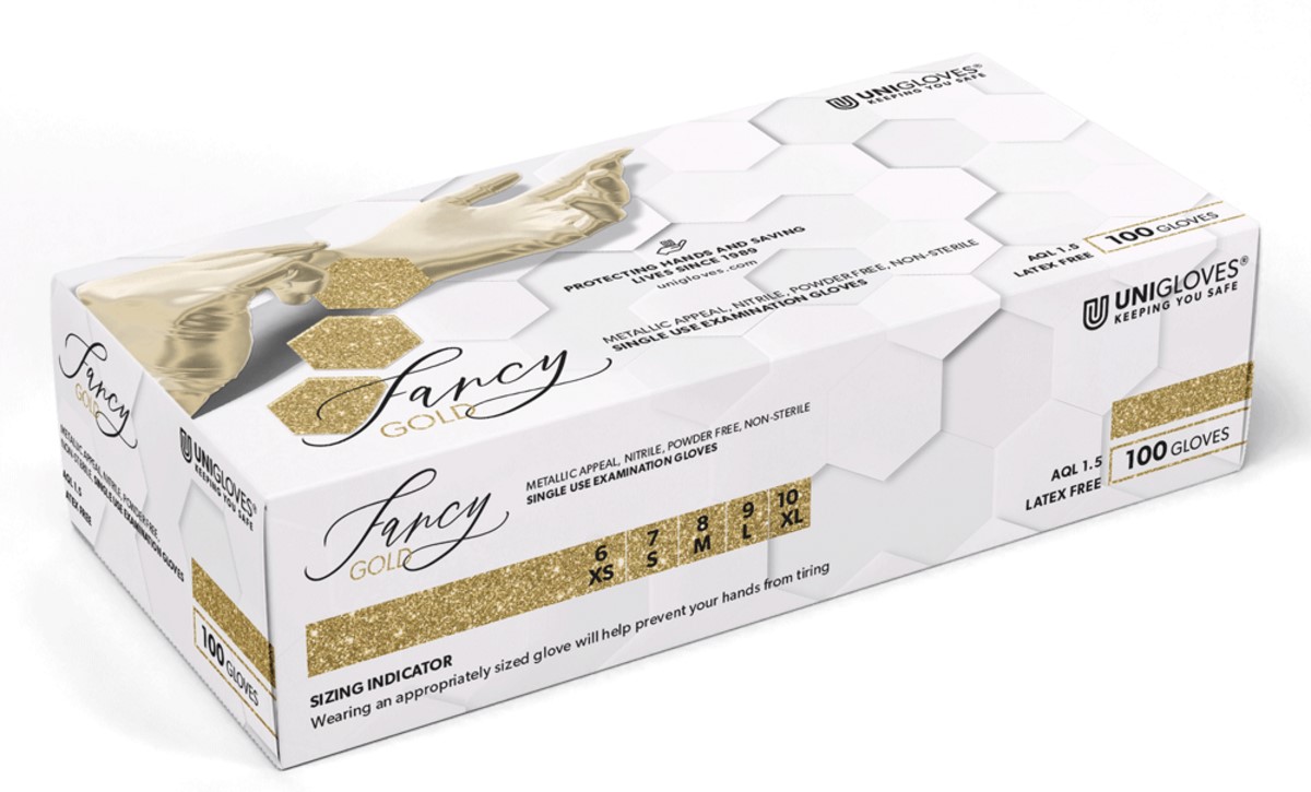 Unigloves Fancy Gold disposable nitrile gloves food safe